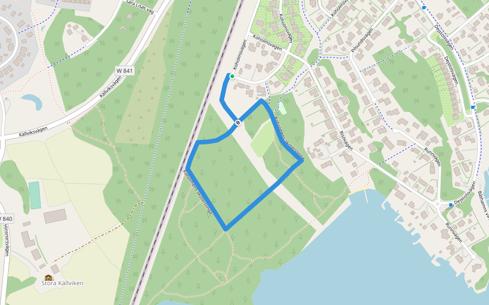 Koholmens skoterslinga walking route map in Falun