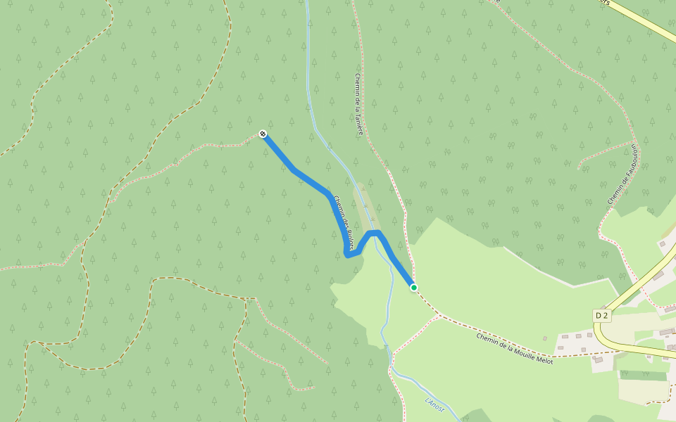Chemin des Riolots walking route map in Anost