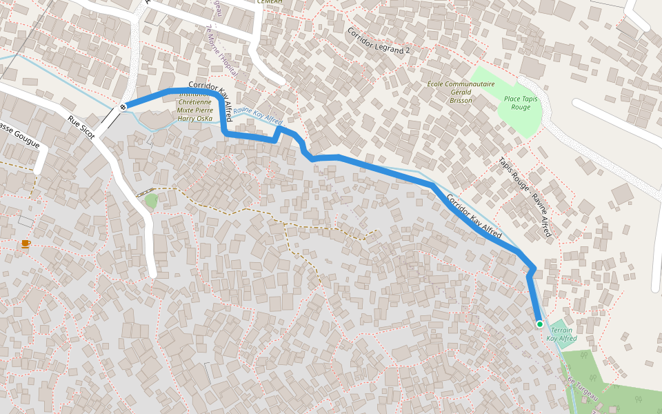 Corridor Kay Alfred walking route map in Port-au-Prince