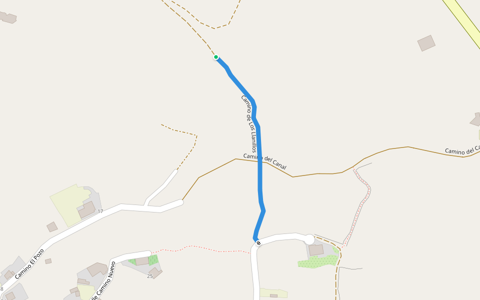 Camino de Los Llanillos walking route map in Frontera