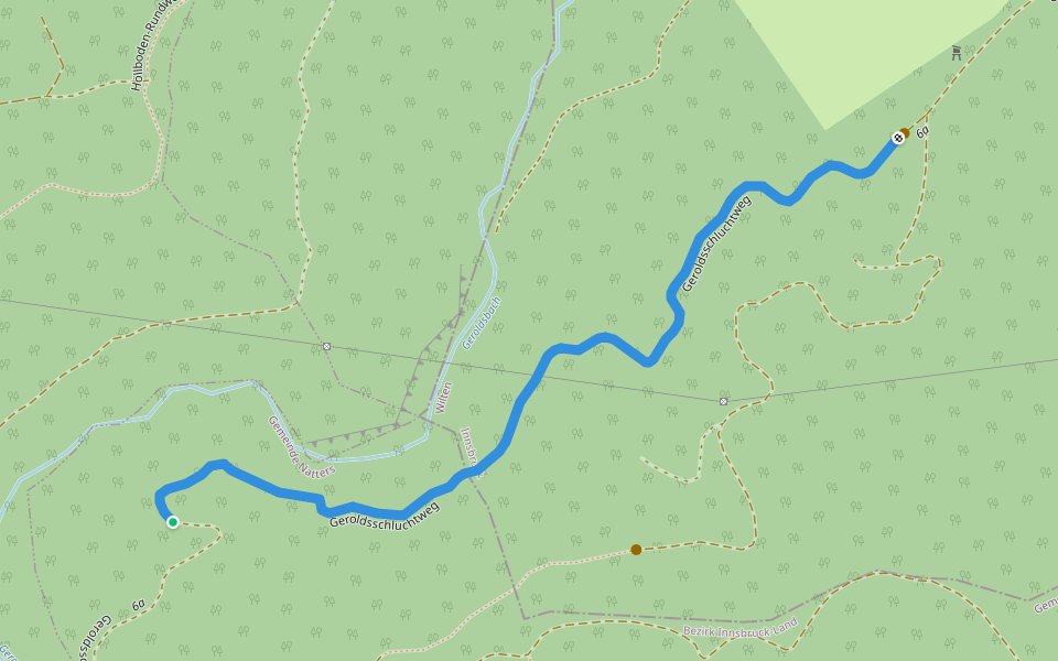 Geroldsschluchtweg walking route map in Natters