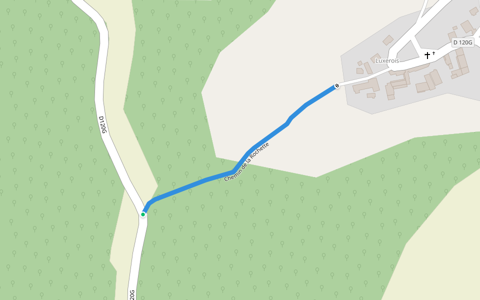 Chemin de la Rochette walking route map in Saulx-le-Duc