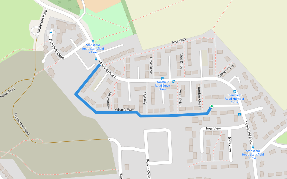 Wharfe Way walking route map in Castleford