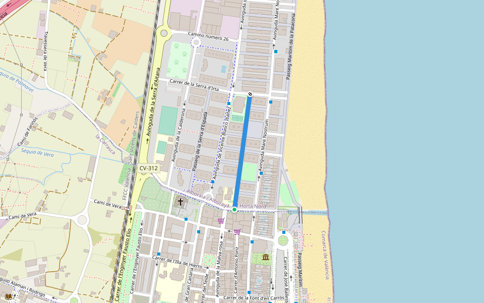 Carrer de les Illes Columbretes walking route map in València