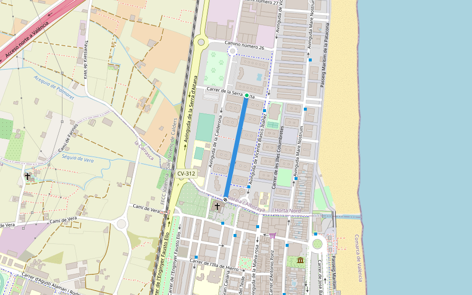 Paseo de la Sierra Espadán walking route map in Complejo Residencial de Vera