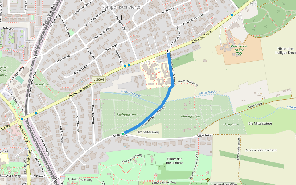 Seiterswiesenschleifweg walking route map in Darmstadt