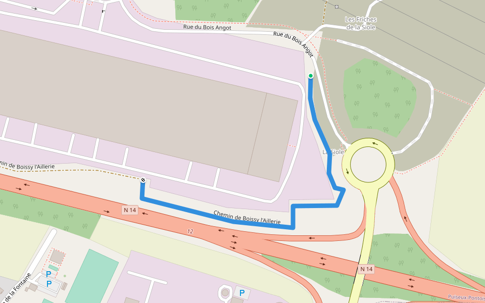 Chemin de Boissy l'Aillerie walking route map in Puiseux-Pontoise