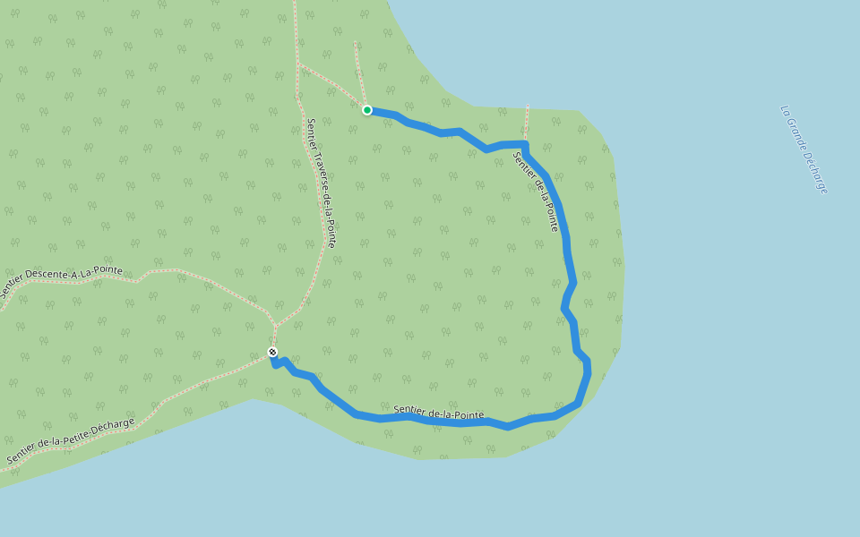 Sentier de-la-Pointe walking route map in Alma
