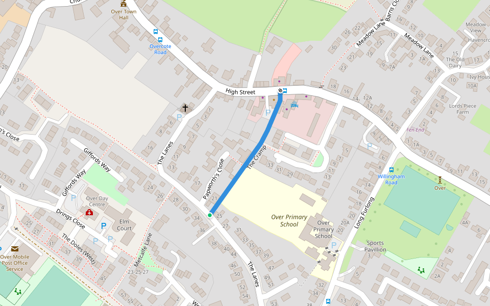 The Cramp walking route map in Over