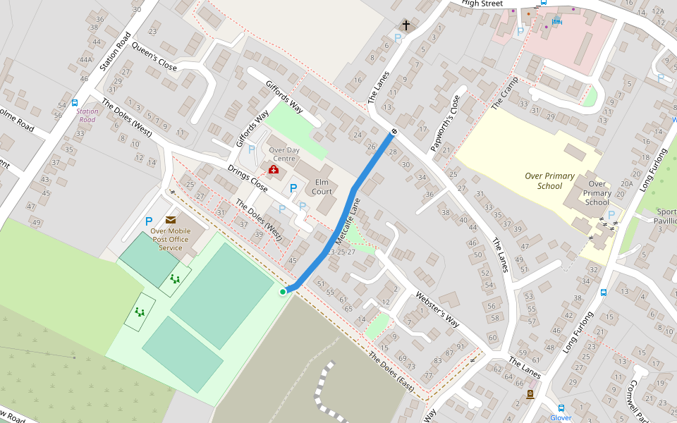 Metcalfe Lane walking route map in Over