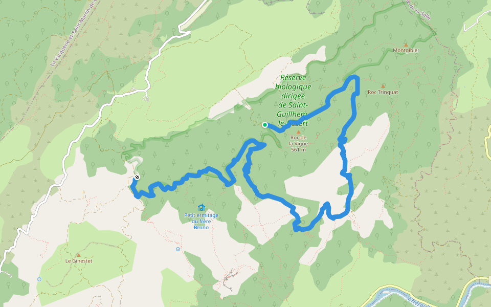 Chemin du Roc de la Jarre walking route map in Saint-Guilhem-le-Désert