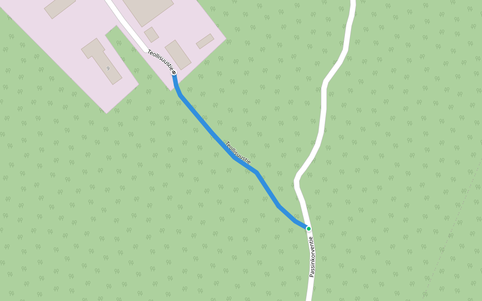 Teollisuustie walking route map in Mansikkamäki