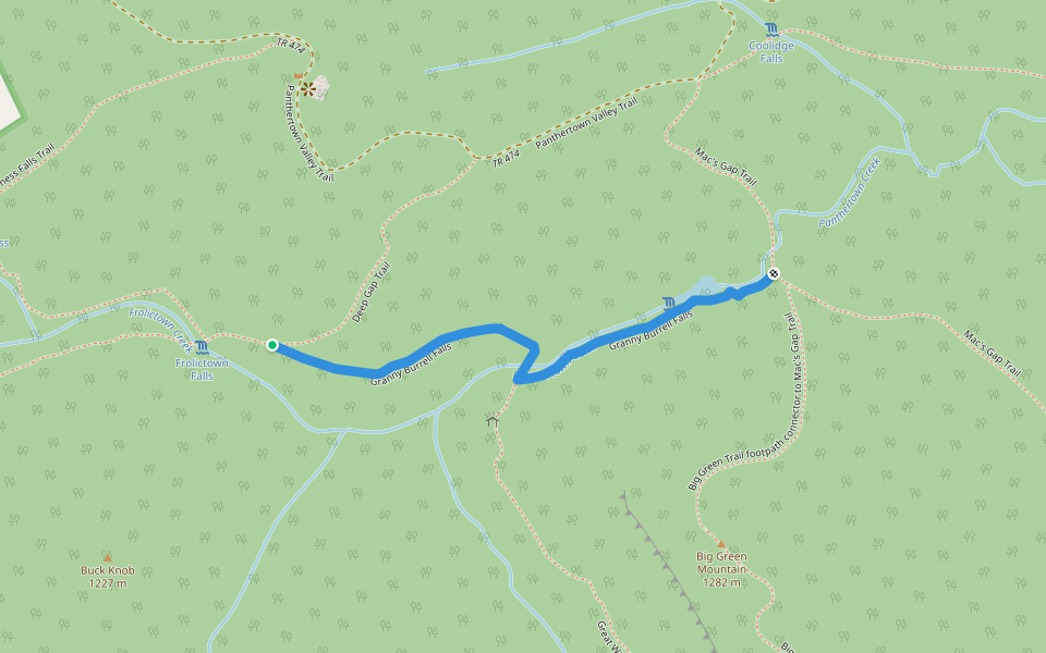 Granny Burrell Falls walking route map in Glenville