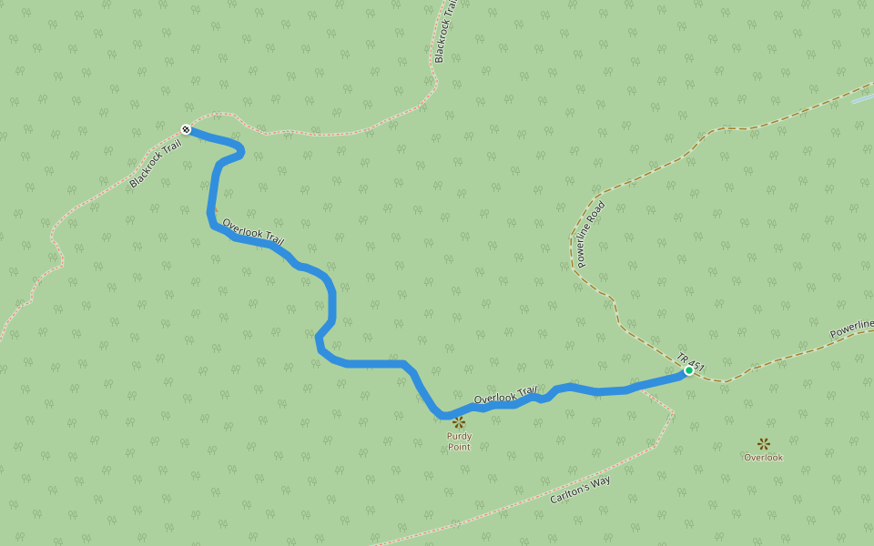 Overlook Trail walking route map in Glenville
