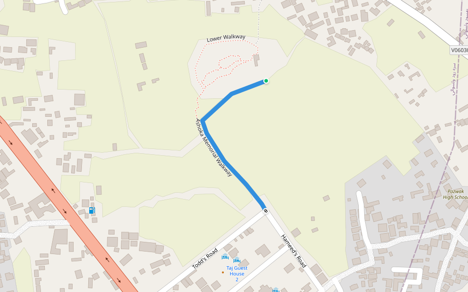 Ashoka Memorial Walkway walking route map in Jalalabad