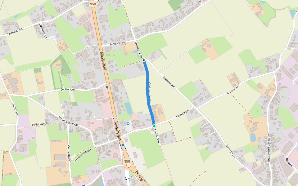 Oude Aerdeweg walking route map in Ingelmunster