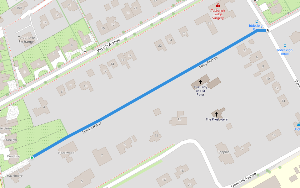 Long Avenue walking route map in Woodhall Spa