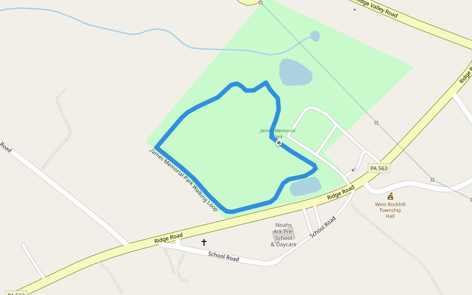 James Memorial Park Walking Loop walking route map in Sellersville