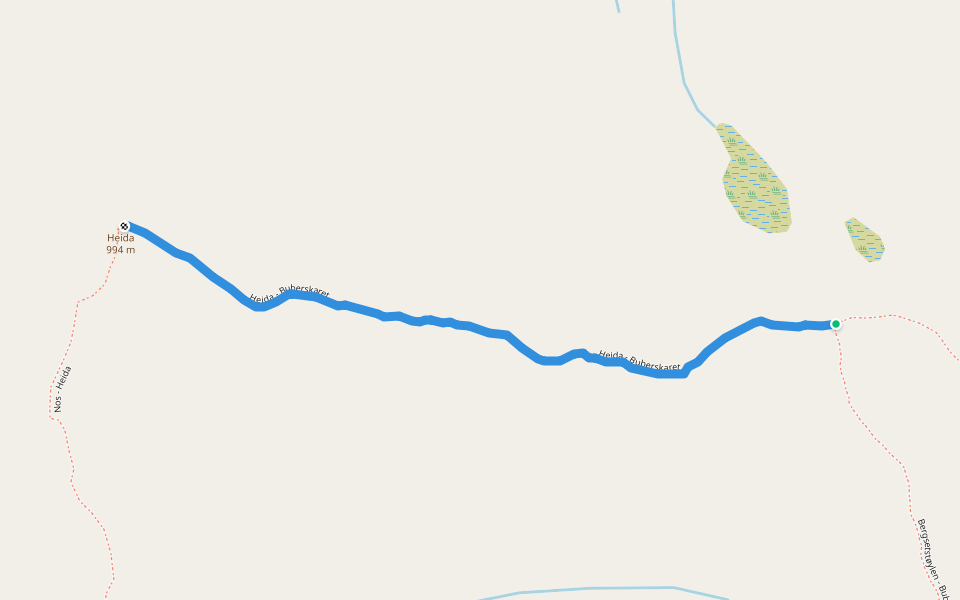 Heida - Buberskaret walking route map in Sølberg