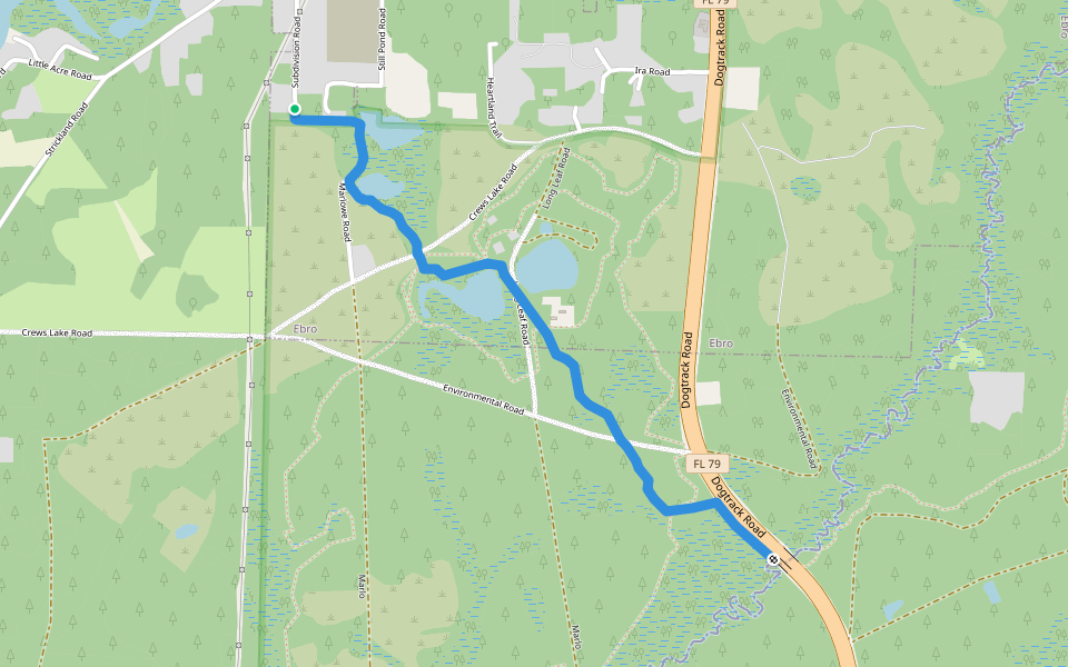 Florida National Scenic Trail walking route map in Ebro