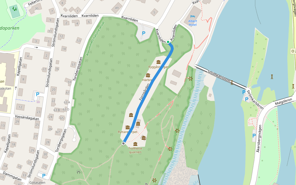 Forngården walking route map in Trollhättan