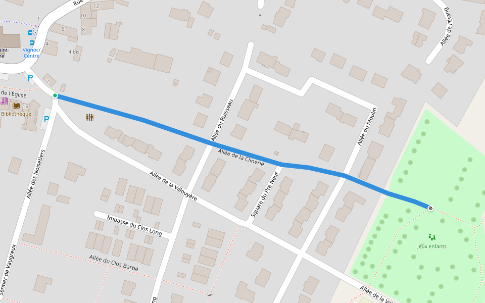 Allée de la Clinerie walking route map in Vignoc