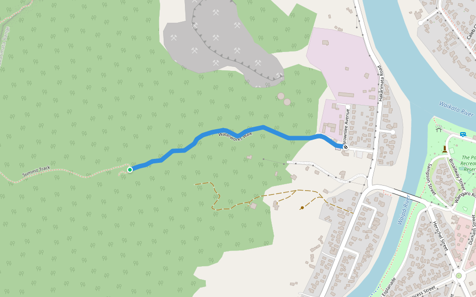 Waterworks Walk walking route map in Ngāruawāhia