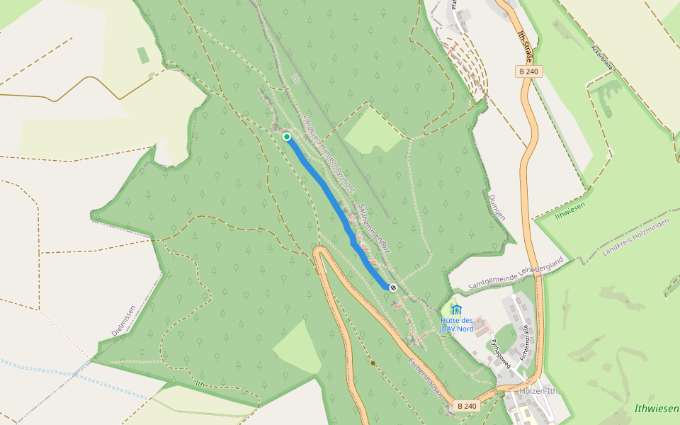 Unterer Klippenweg walking route map in Lüerdissen