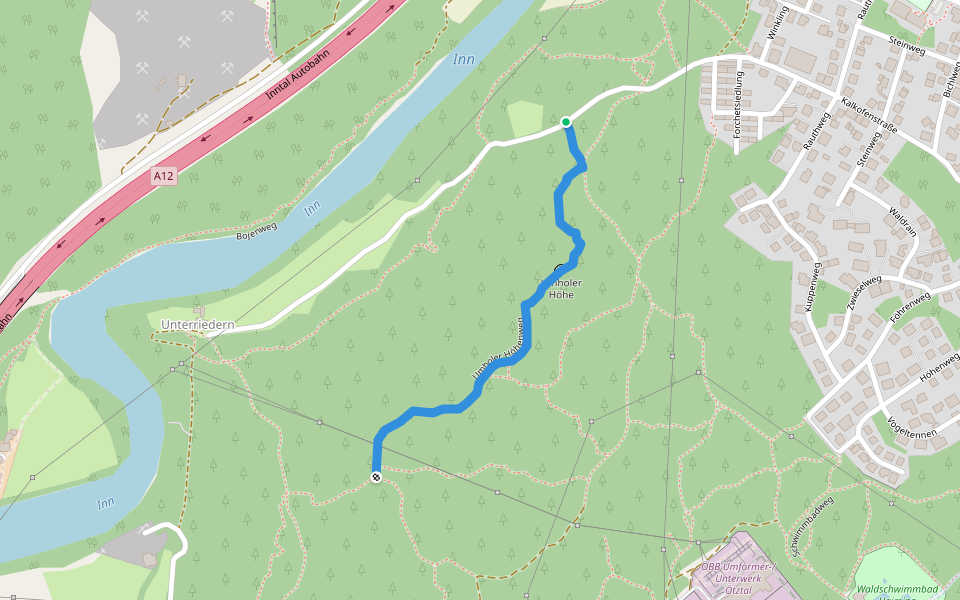 Umholer Höhenweg walking route map in Haiming