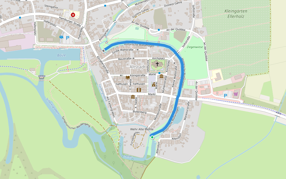 Historische Wallanlagen walking route map in Boizenburg/Elbe