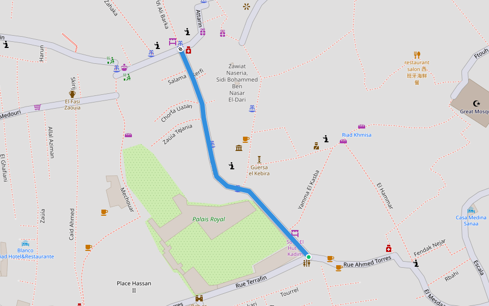 El Kazdarin walking route map in Tétouan