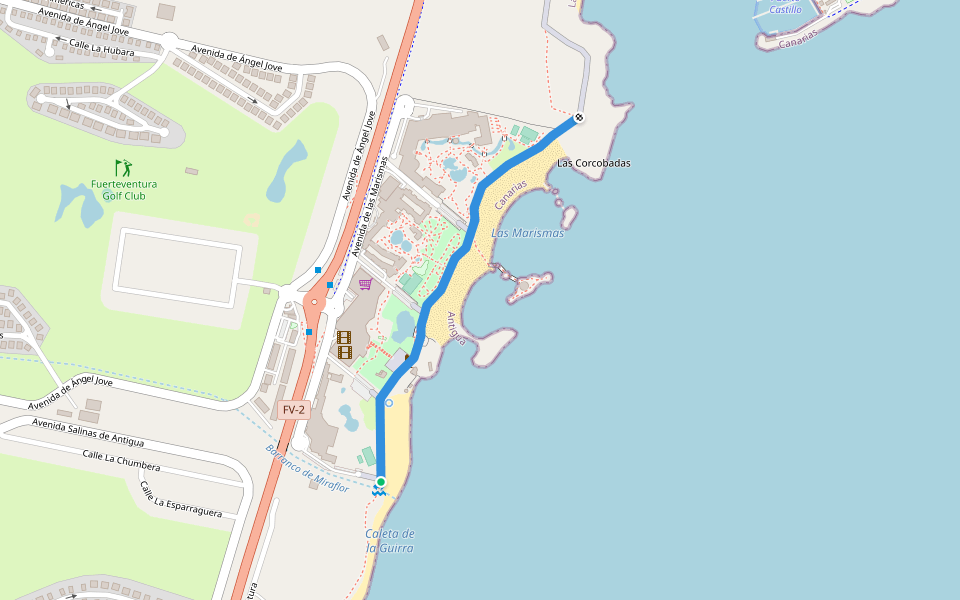 Paseo maritimo walking route map in Antigua