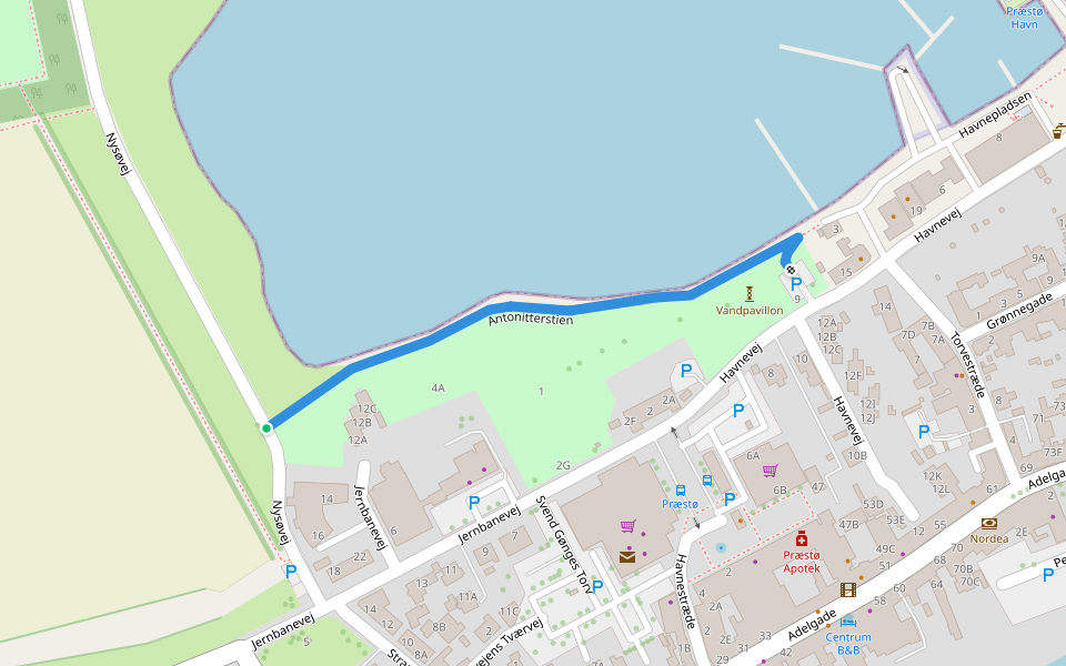 Antonitterstien walking route map in Præstø