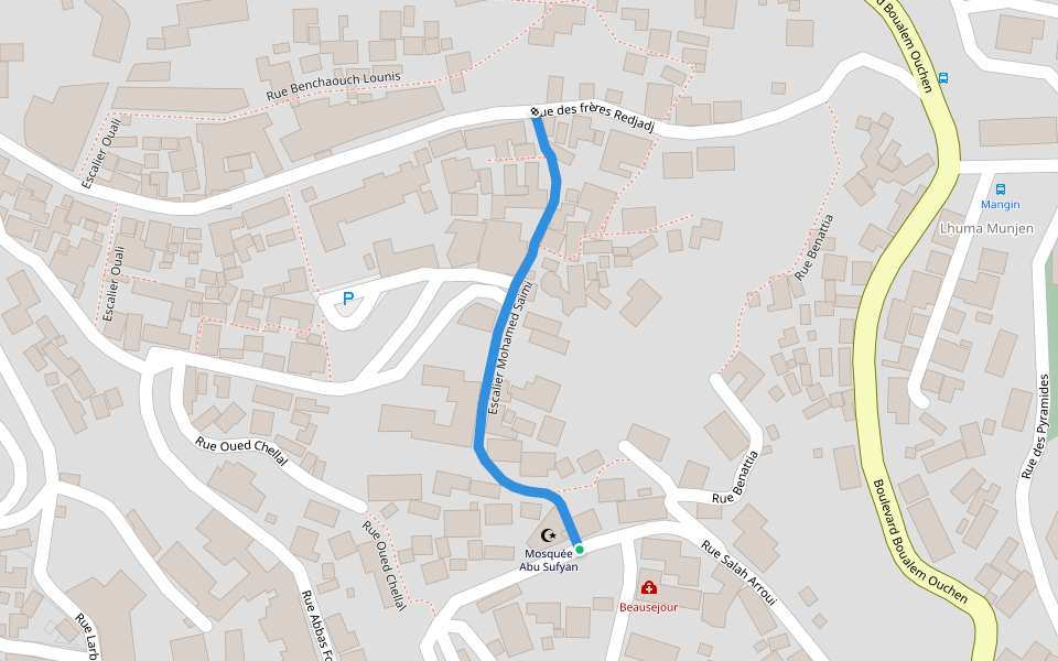 Escalier Mohamed Saimi سلالم محمد صايمي walking route map in Béjaïa