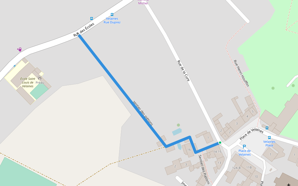 sentier des piétons walking route map in Celles