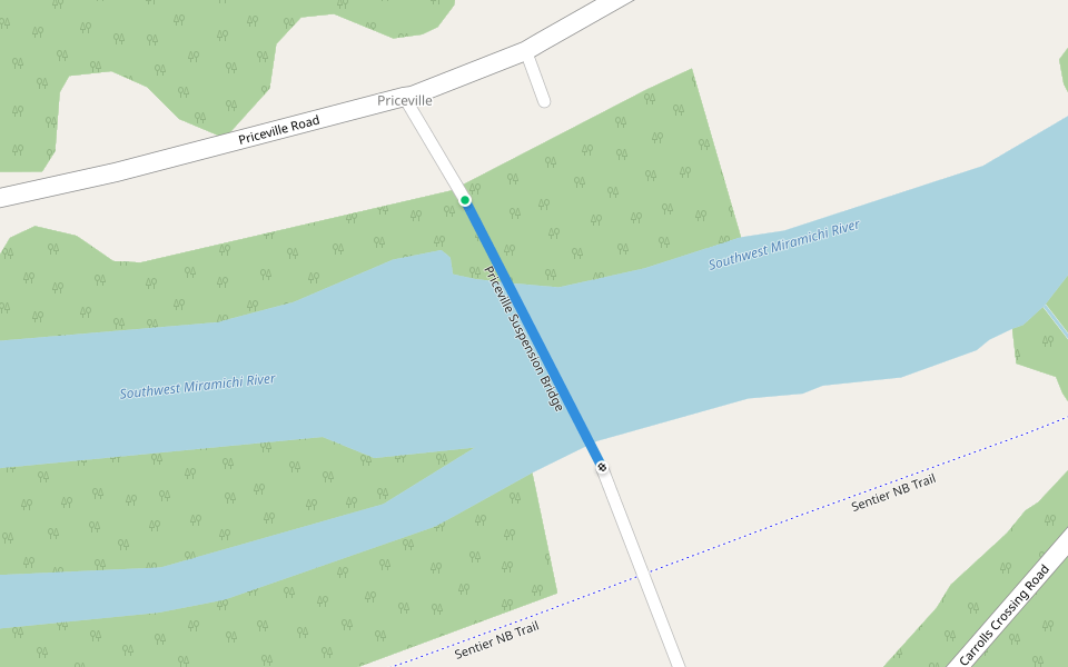 Priceville Suspension Bridge walking route map in Priceville