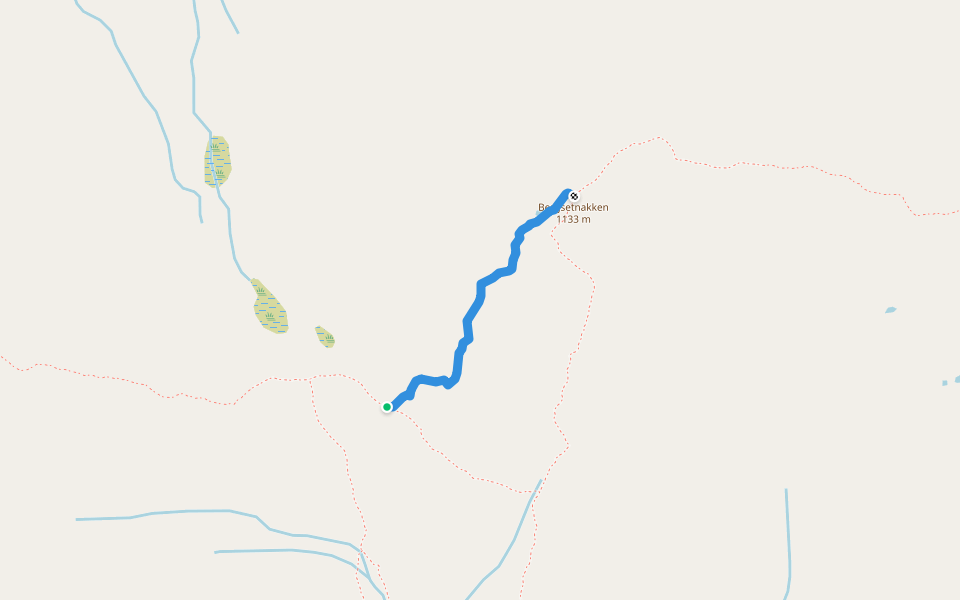 Buberskaret - Bergsetnakkjen walking route map in Sølberg