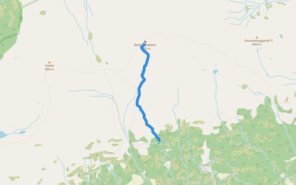 Nakkeråsa walking route map in Sølberg
