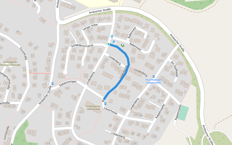Lauerhecke walking route map in Feuchtwangen