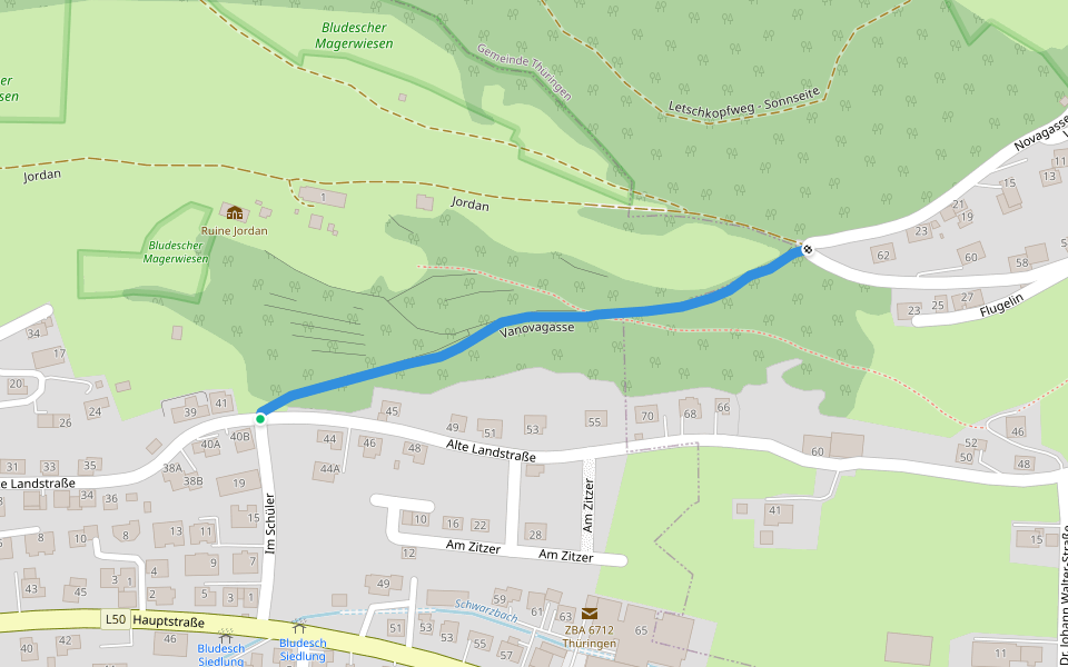 Vanovagasse walking route map in Bludesch