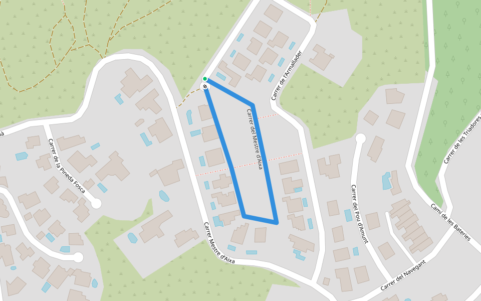 Carrer del Mestre d'Aixa walking route map in Sant Feliu de Guíxols