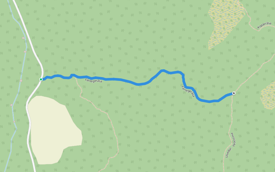 Fårlegeråsa walking route map in Roset