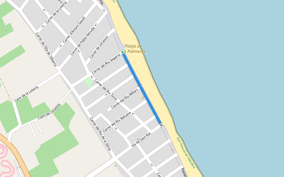 Passeig de l'Alguer walking route map in Sueca