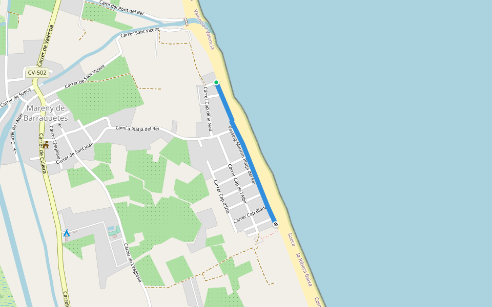 Passeig Marítim Platja del Rei walking route map in Platja del Rei