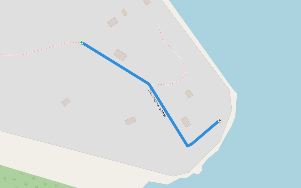 Приозёрная улица walking route map in Pinozero