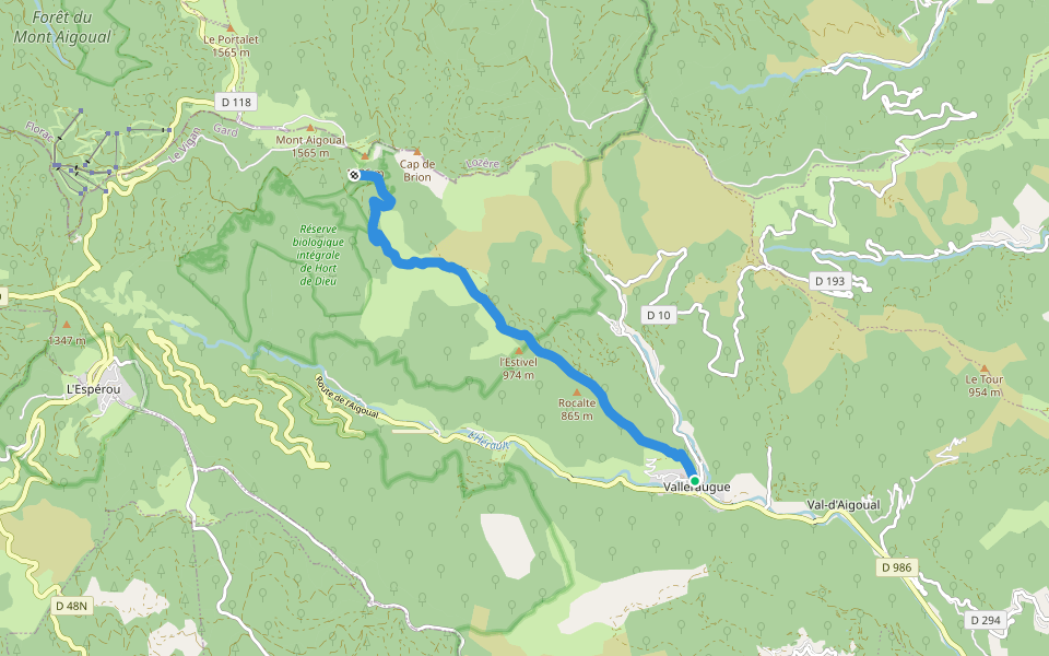 Sentier des 4000 Marches walking route map in Val-d'Aigoual