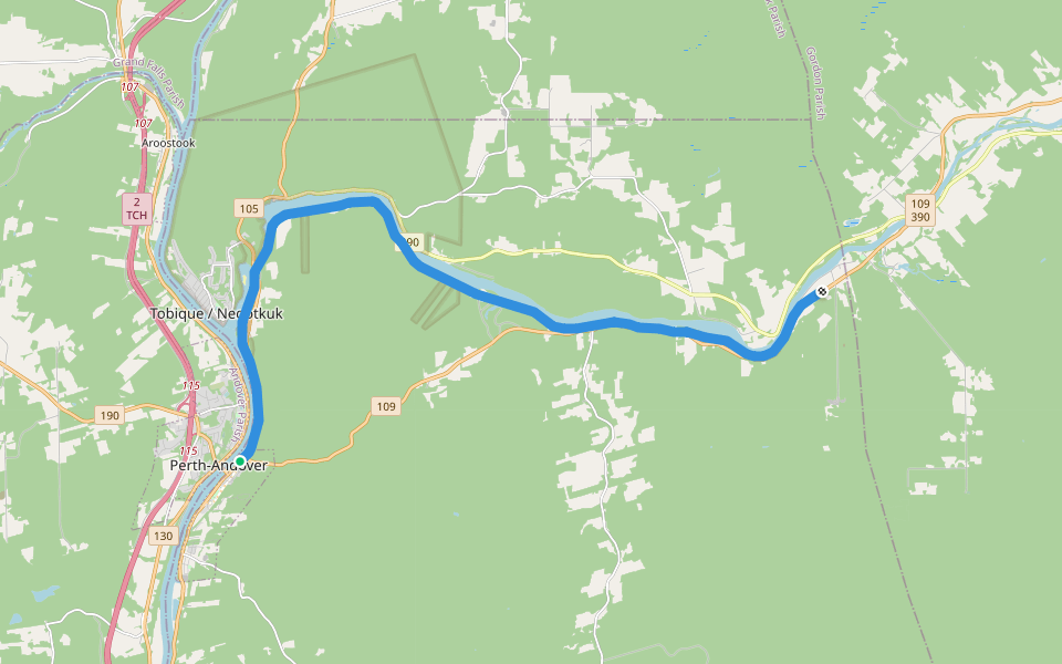 Tobique Subdivision walking route map in Perth-Andover