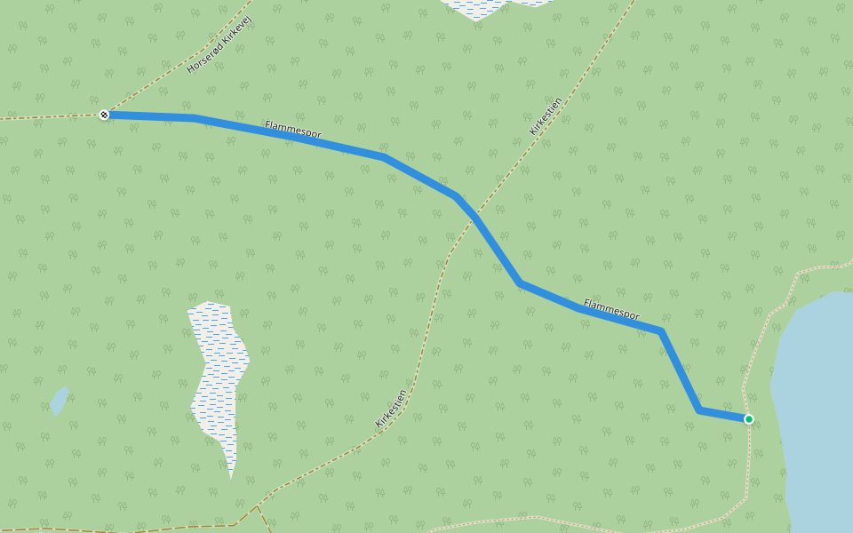 Flammespor walking route map in Tikøb