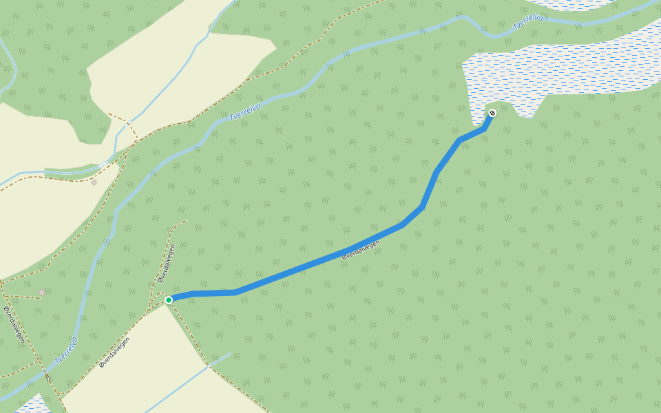 Øverdalvegen walking route map in Selnes