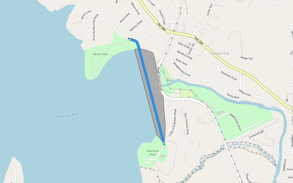 Vekeda Real Walkway walking route map in Canyon Lake